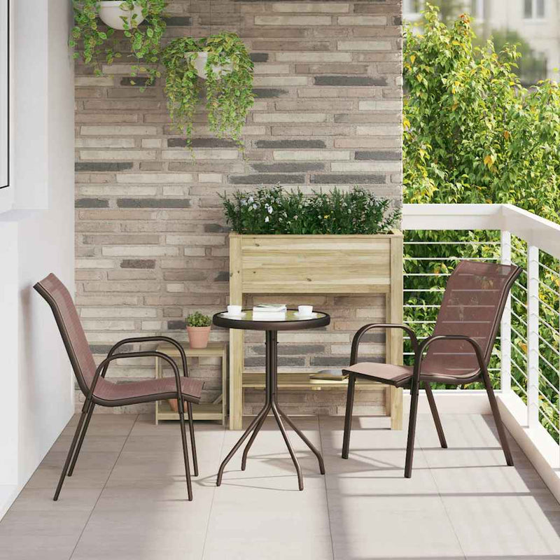 Set Bistro de Grădină 3 buc. Maro Oțel
