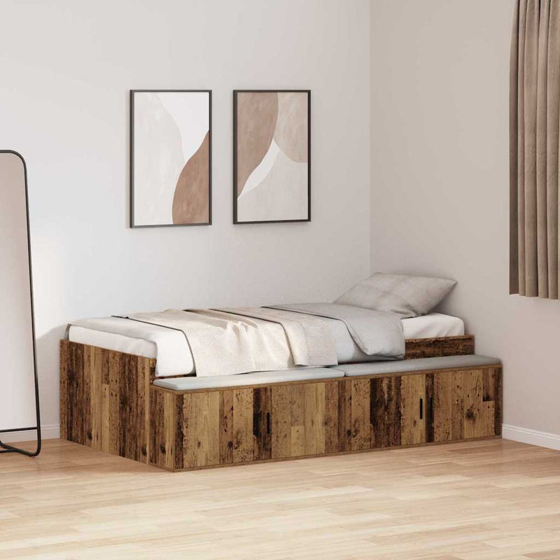 Cadru de pat cu sertar Lemn Vechi 70 x 190 cm Lemn prelucrat