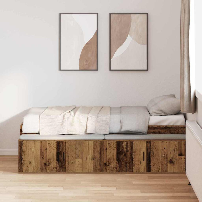 Cadru de pat cu sertar Lemn Vechi 70 x 190 cm Lemn prelucrat