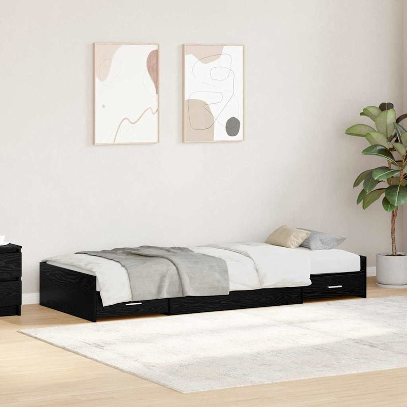 Cadru de pat cu sertar Stejar Negru 80 x 200 cm Lemn prelucrat