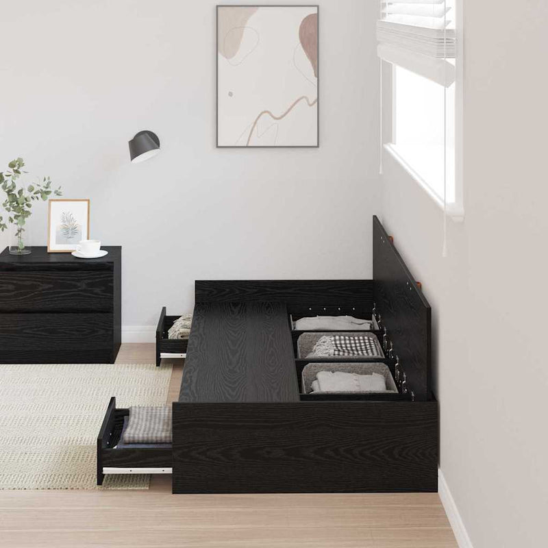 Cadru de pat cu sertar Stejar Negru 80 x 200 cm Lemn prelucrat