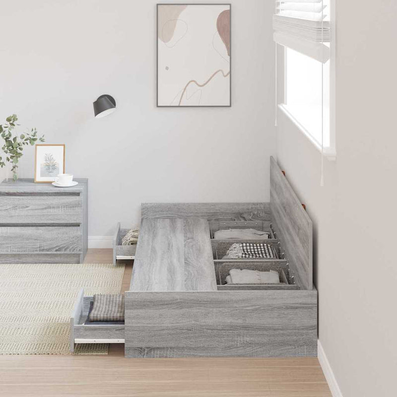 Cadru de pat cu sertar Gri Sonoma 75 x 190 cm Lemn prelucrat