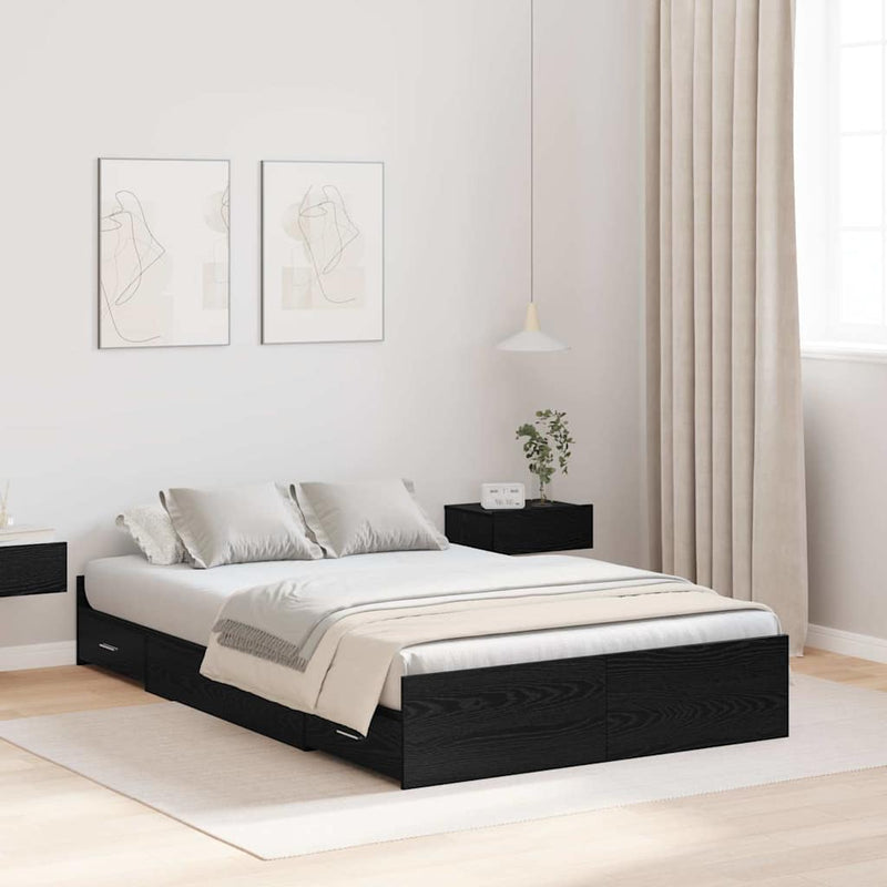 Cadru de pat cu depozitare cu sertar Stejar Negru 120 x 200 cm