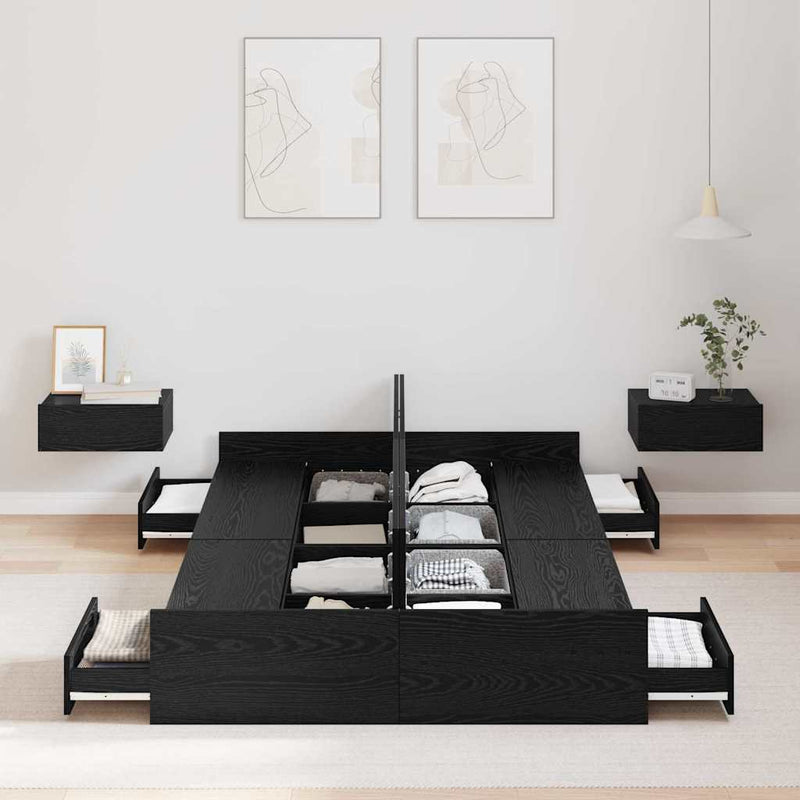 Cadru de pat cu depozitare cu sertar Stejar Negru 120 x 200 cm