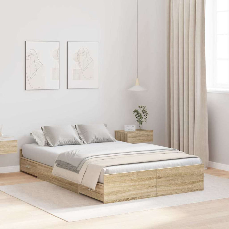 Cadru de pat cu depozitare cu sertar Stejar Sonoma 120 x 200 cm