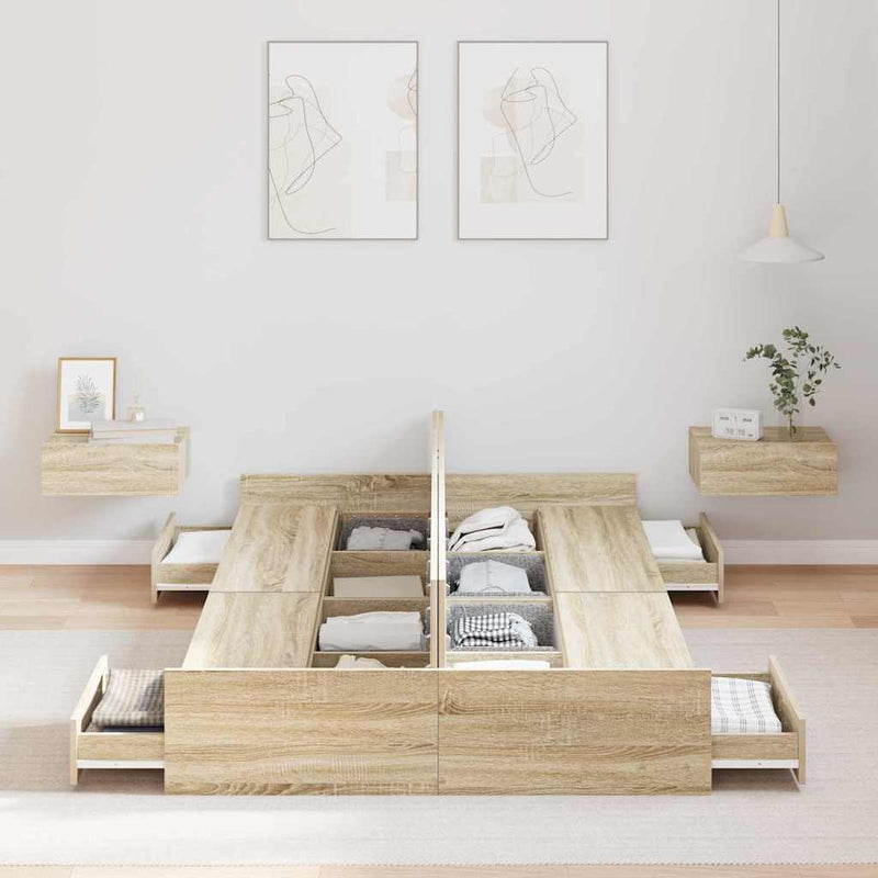 Cadru de pat cu depozitare cu sertar Stejar Sonoma 120 x 200 cm