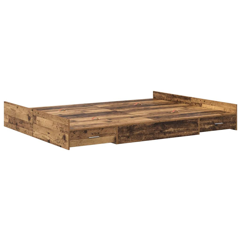 Cadru de pat cu depozitare cu sertar Lemn Vechi 140 x 190 cm