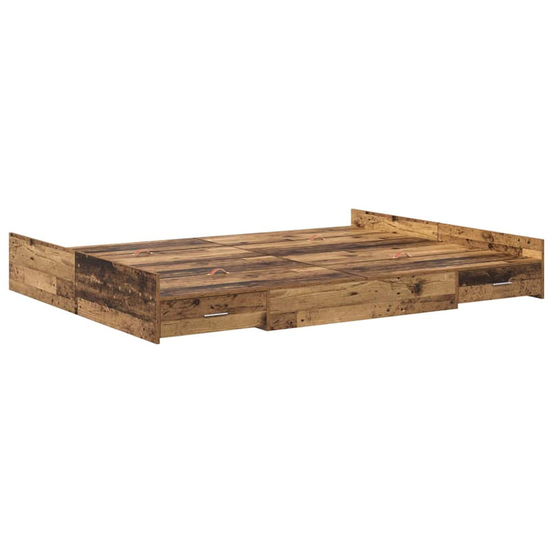 Cadru de pat cu depozitare cu sertar Lemn Vechi 140 x 190 cm