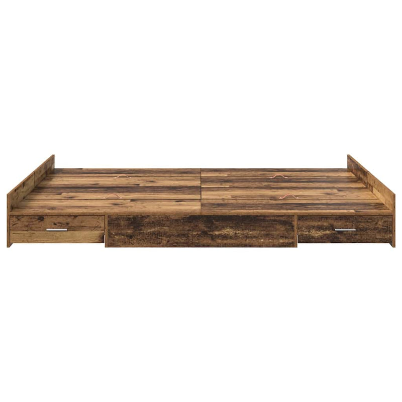 Cadru de pat cu depozitare cu sertar Lemn Vechi 140 x 190 cm