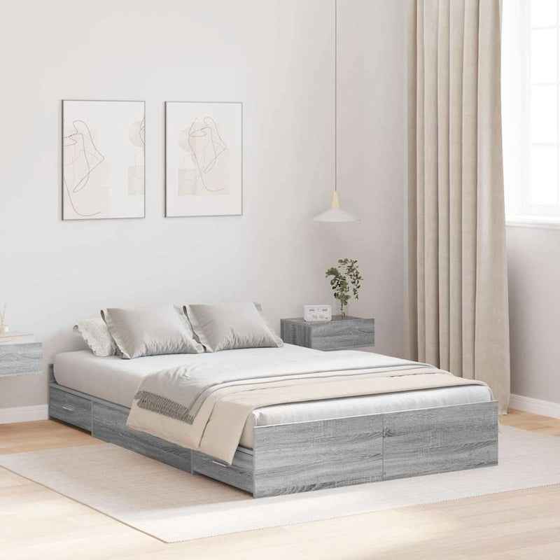 Cadru de pat cu depozitare cu sertar Gri Sonoma 120 x 190 cm