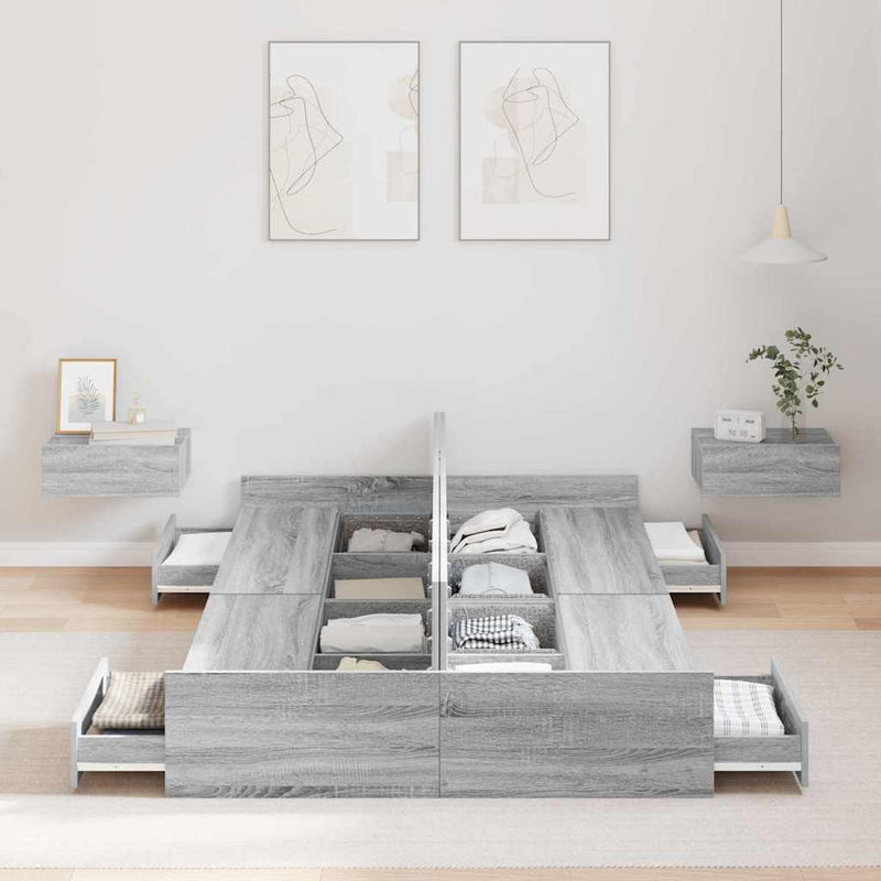 Cadru de pat cu depozitare cu sertar Gri Sonoma 120 x 190 cm