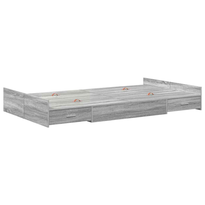 Cadru de pat cu depozitare cu sertar Gri Sonoma 120 x 190 cm