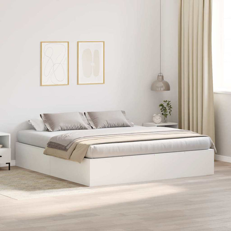Cadru de pat cu depozitare Alb 200 x 200 cm Lemn prelucrat