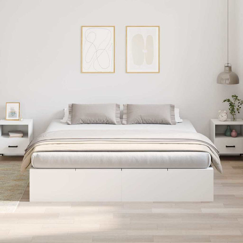 Cadru de pat cu depozitare Alb 200 x 200 cm Lemn prelucrat