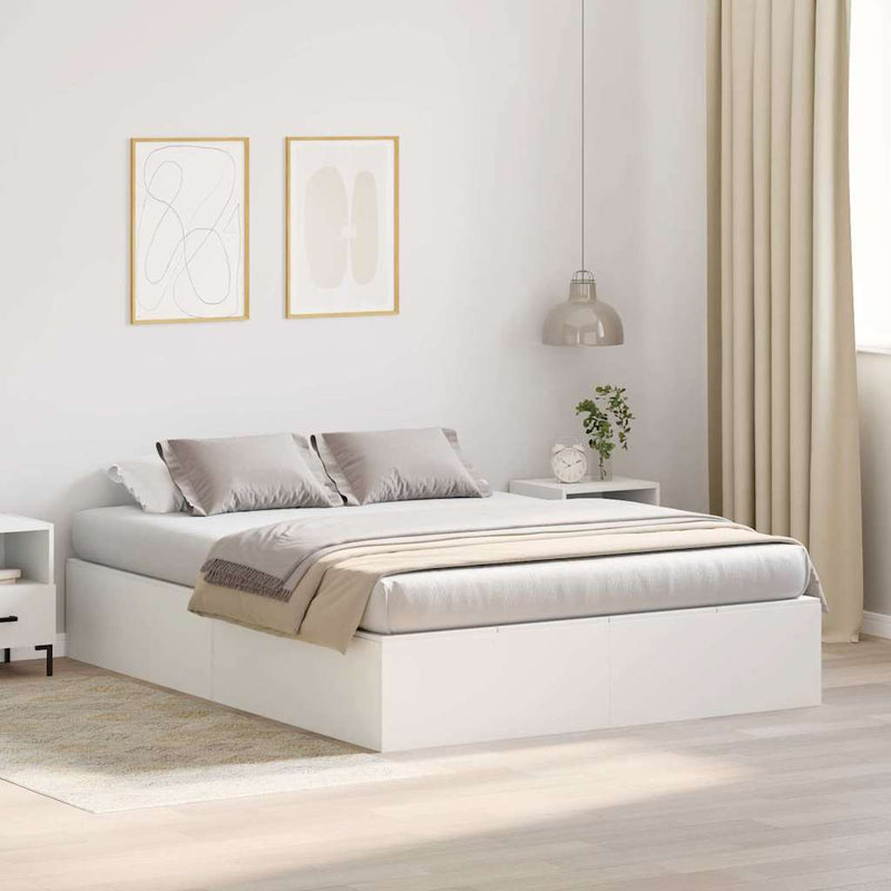 Cadru de pat cu depozitare Alb 150 x 200 cm Lemn prelucrat
