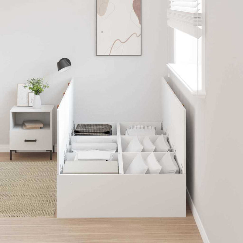 Cadru de pat cu depozitare Alb 90 x 190 cm Lemn prelucrat