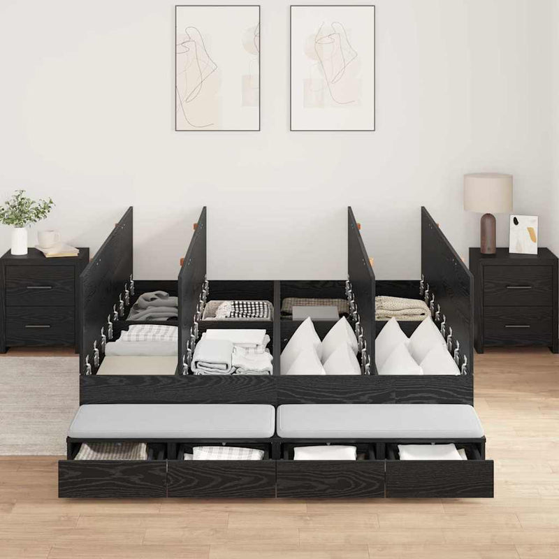 Cadru de pat cu depozitare Stejar Negru 140 cm Lemn prelucrat