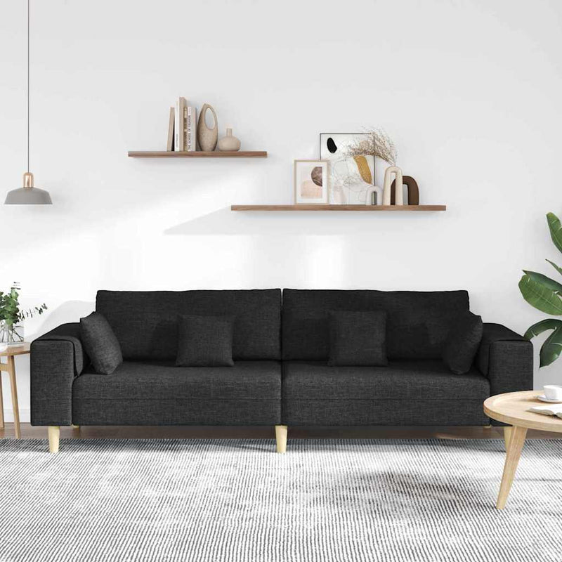 Canapea Negru 250 x 77 x 76 cm țesătură