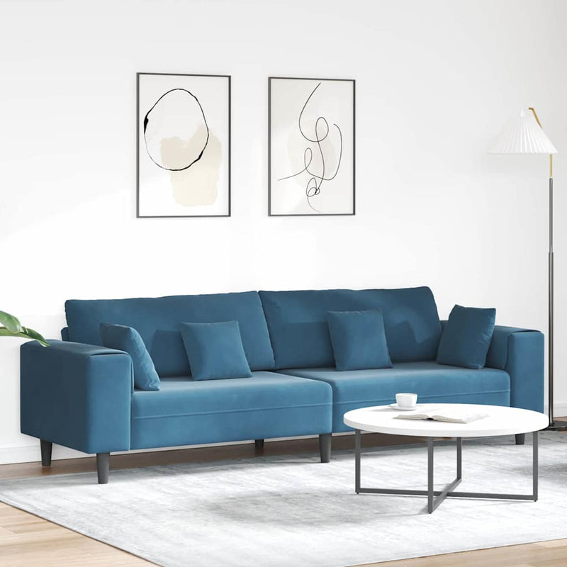 Canapea albastru 250 x 77 x 76 cm Catifea