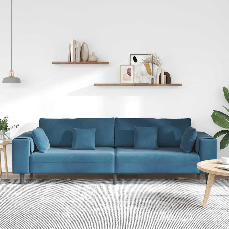 Canapea albastru 250 x 77 x 76 cm Catifea