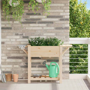 Vază pentru Grădină Bej 111 x 37 x 76,5 cm Lemn de Brad Solid