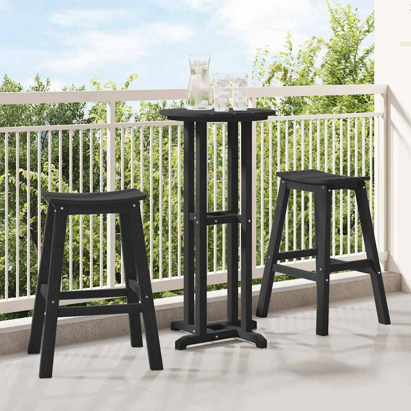 Set bar de grădină 3 buc. Negru HDPE
