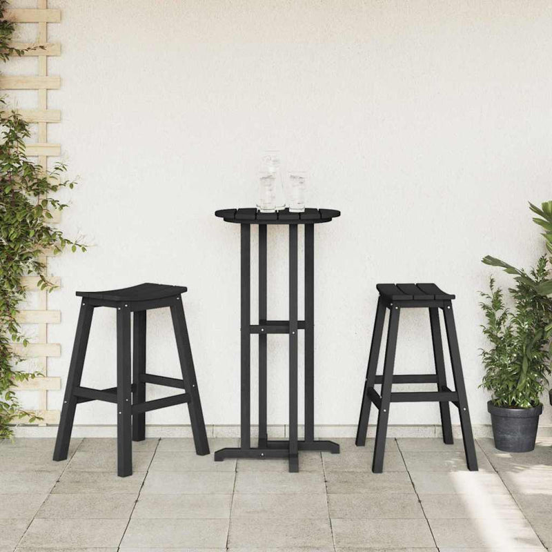 Set bar de grădină 3 buc. Negru HDPE