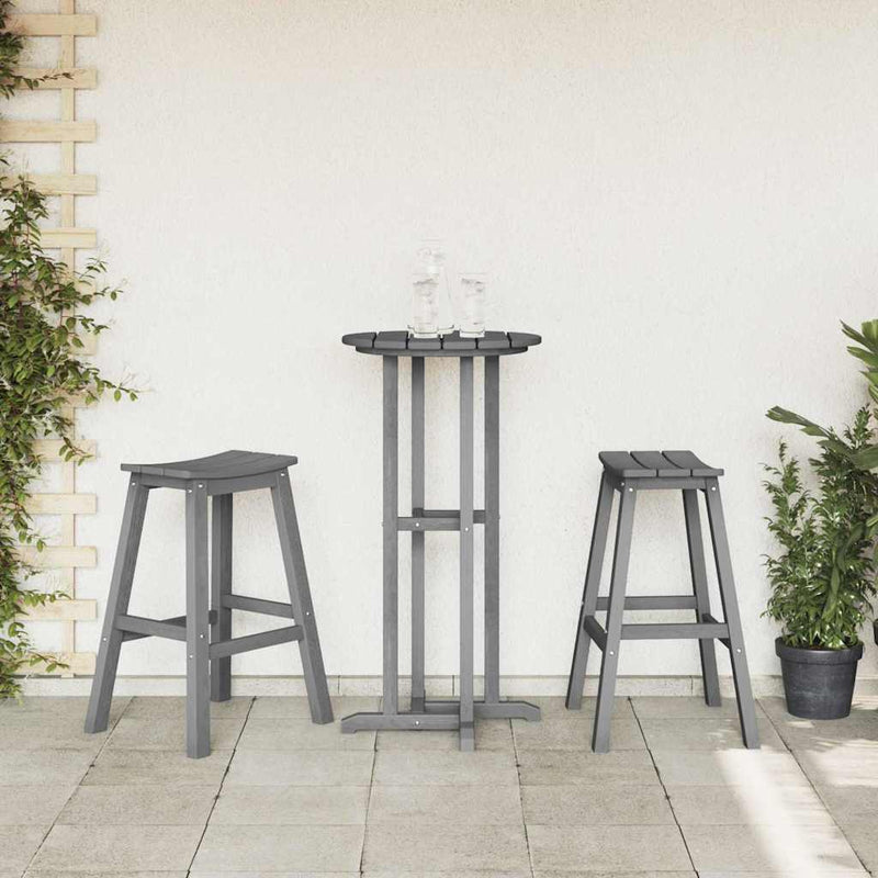 Set bar de grădină 3 buc. Gri deschis HDPE