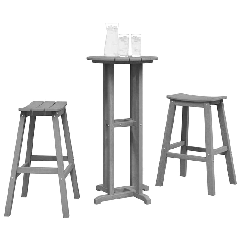 Set bar de grădină 3 buc. Gri deschis HDPE