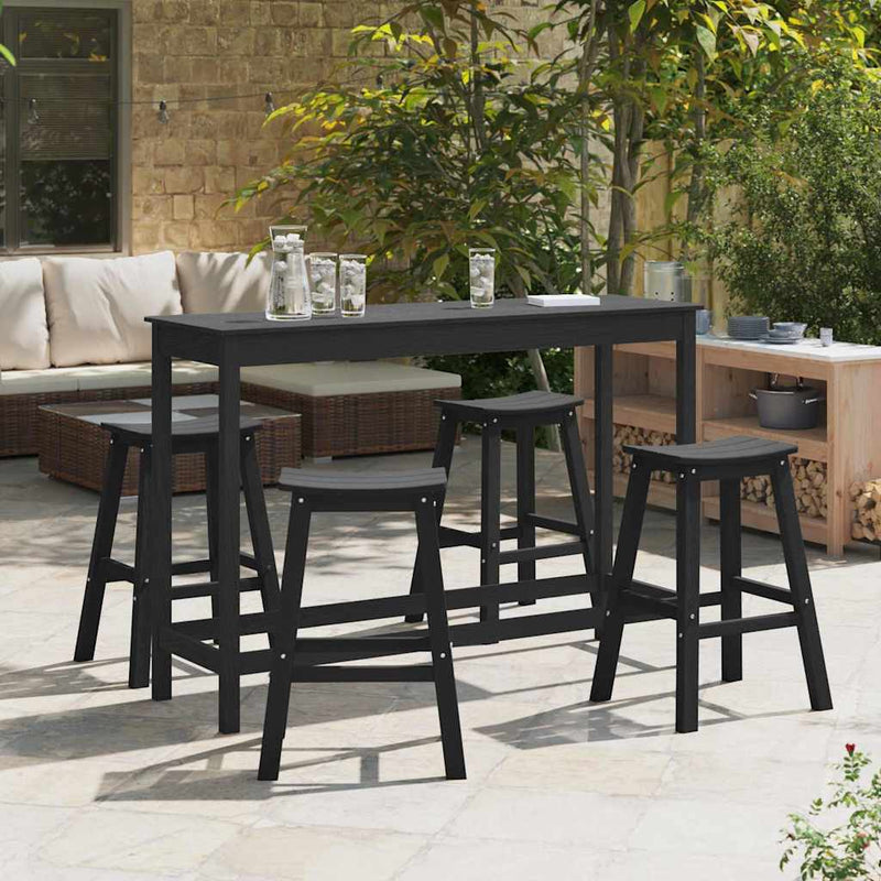 Set bar de grădină 4 buc. Negru HDPE