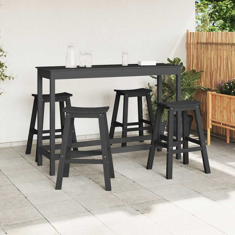 Set bar de grădină 4 buc. Negru HDPE