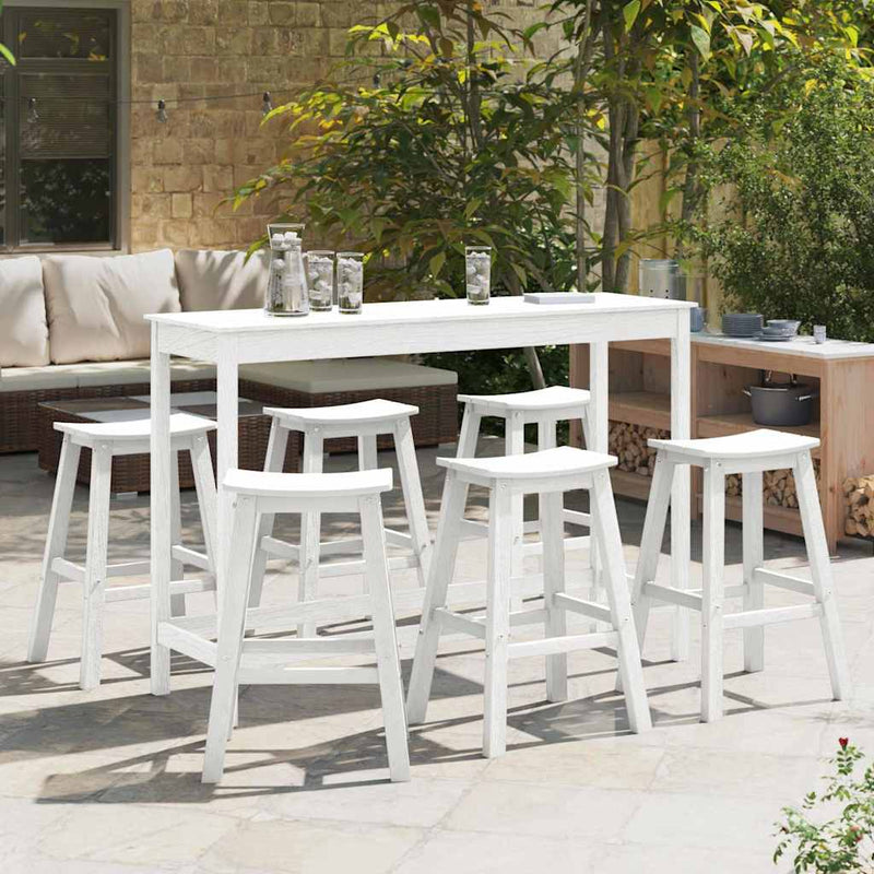 Set bar de grădină 6 buc. Alb HDPE