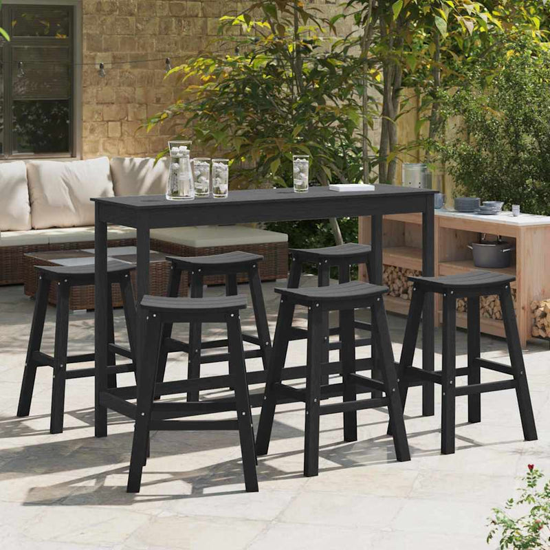 Set bar de grădină 6 buc. Negru HDPE