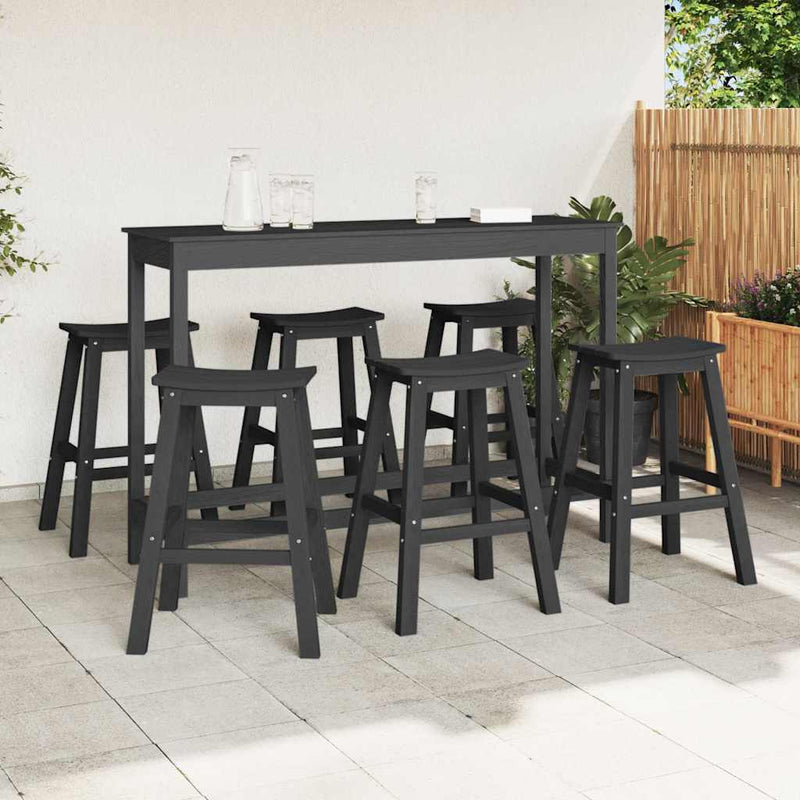 Set bar de grădină 6 buc. Negru HDPE