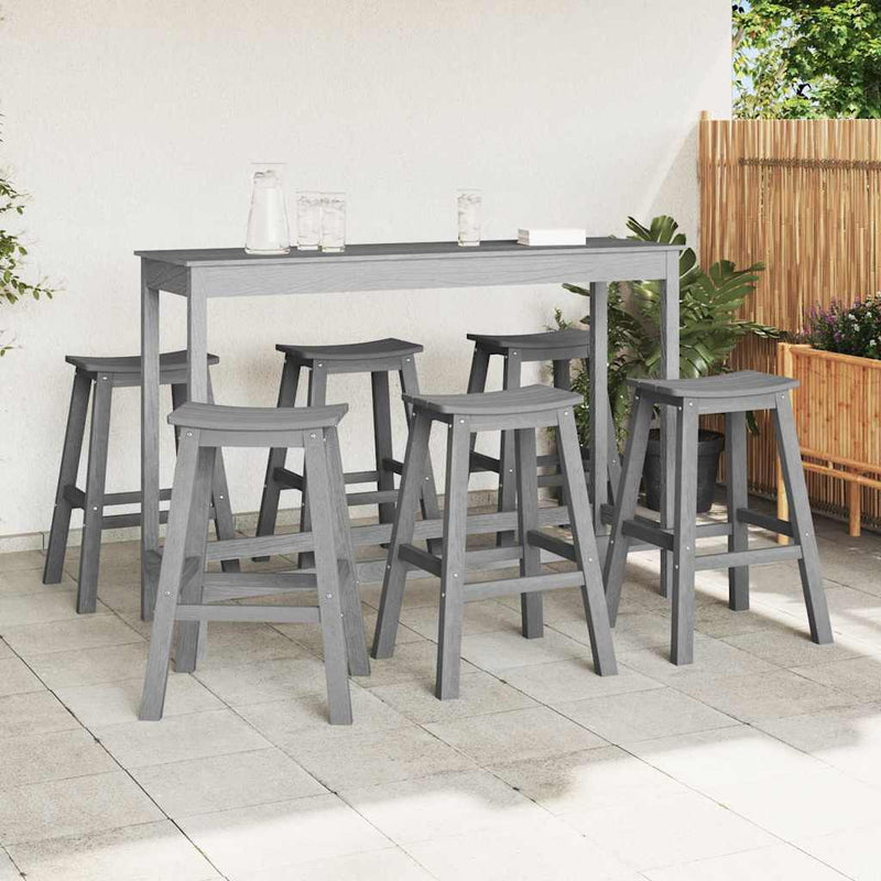 Set bar de grădină 6 buc. Gri deschis HDPE