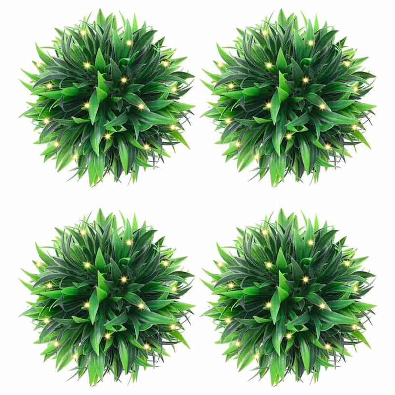 Mingi artificiale din lemn de cimiș cu lumini LED 2 buc Verde