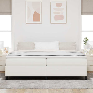 Pat cu arcuri Crem 200 x 200 cm Țesătură din corduroy