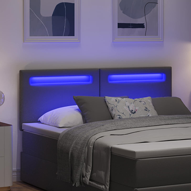 Tăblie LED Gri 144 cm Piele artificială