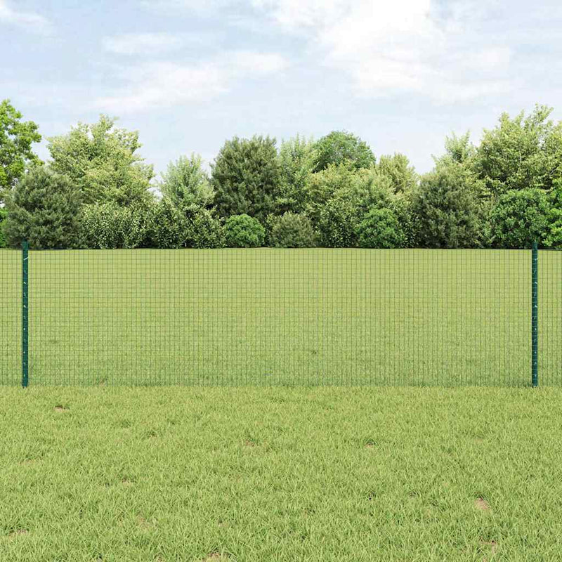 Gard din plasă sudată cu stâlpi 0,6 x 25 m Oțel și PVC Verde