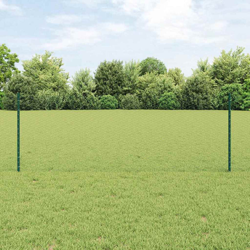Gard hexagonal cu stâlp 10 x 0,8 m Oțel cu strat de PVC Verde
