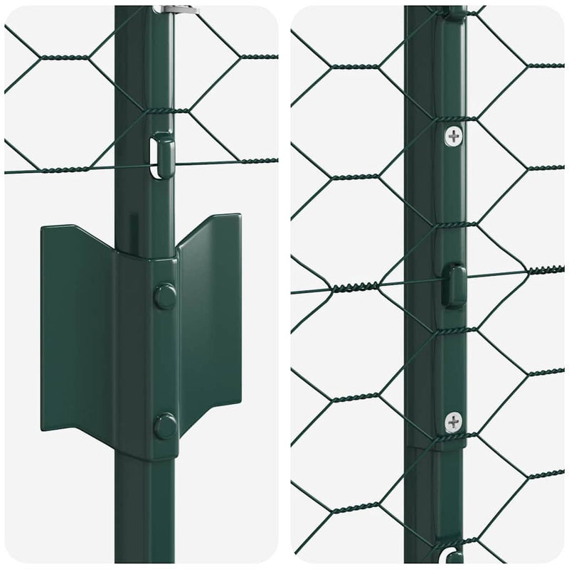 Gard hexagonal cu stâlp 10 x 1,2 m Oțel cu strat de PVC Verde