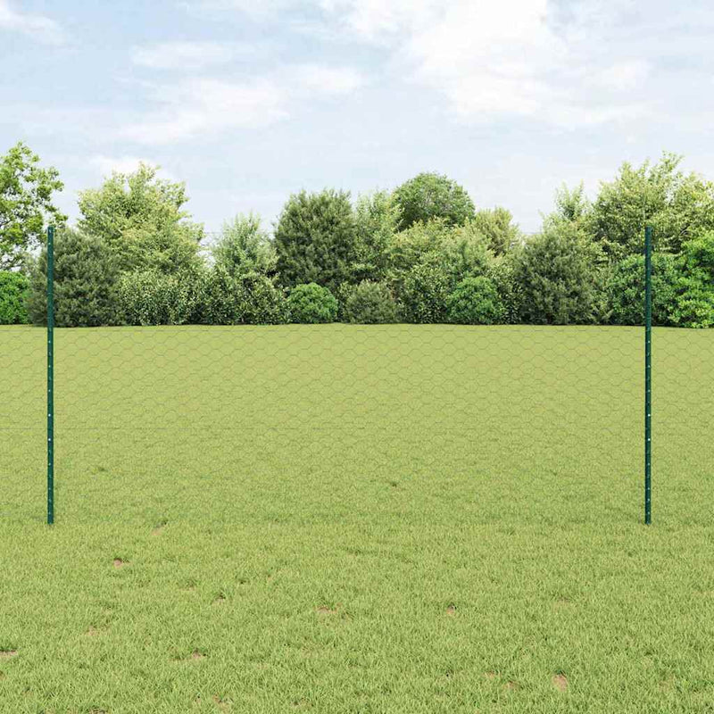 Gard hexagonal cu stâlp 10 x 1,2 m Oțel cu strat de PVC Verde