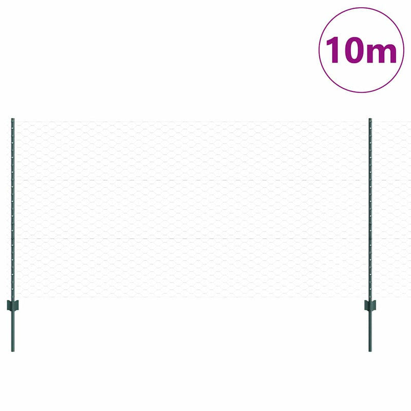Gard hexagonal cu stâlp 10 x 1,2 m Oțel cu strat de PVC Verde