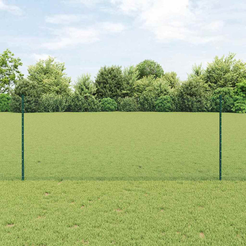 Gard hexagonal cu stâlp 50 x 1 m Oțel cu strat de PVC Verde