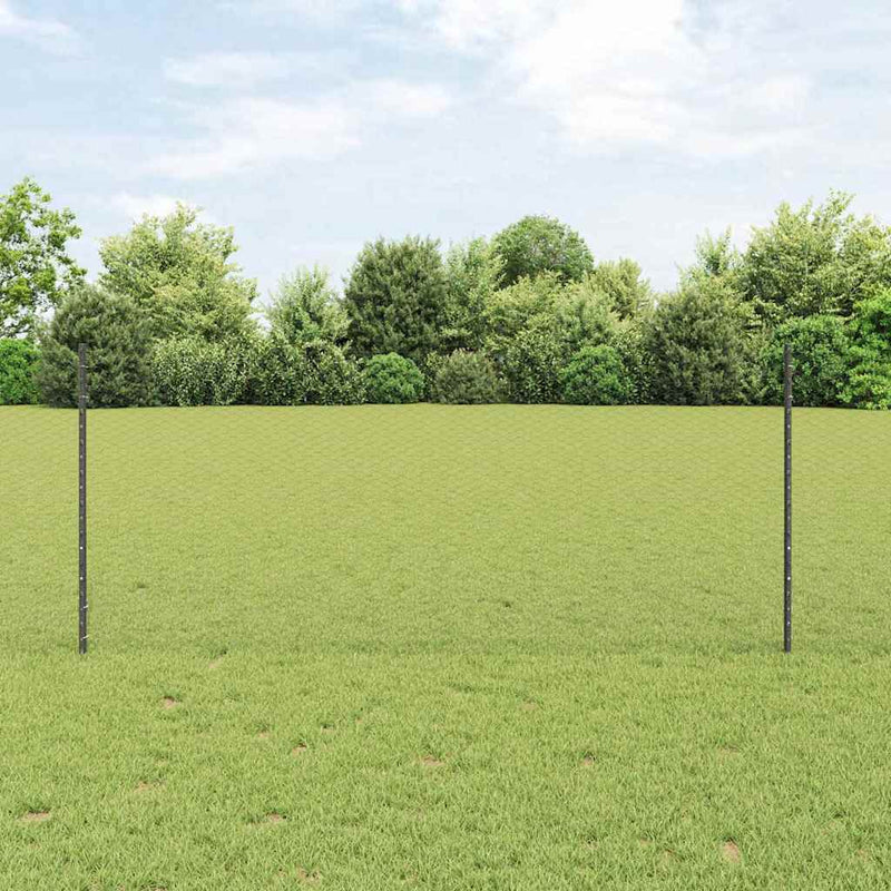 Gard hexagonal cu stâlp 10 x 1 m Oțel cu strat de PVC Gri Plasă