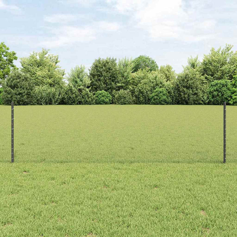 Gard hexagonal cu stâlp 50 x 0,6 m Oțel cu strat de PVC Gri