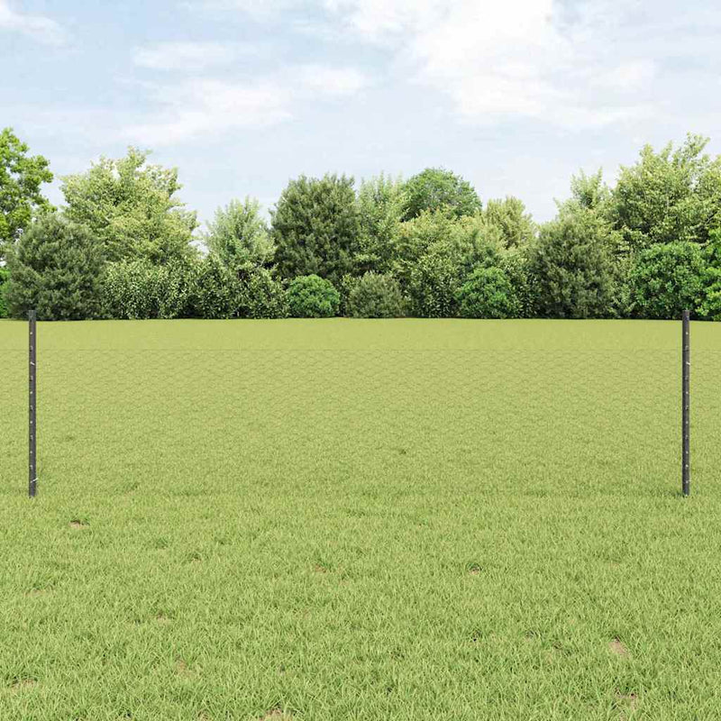 Gard hexagonal cu stâlp 100 x 0,5 m Oțel cu strat de PVC Gri