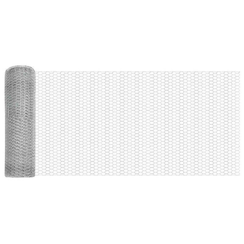 Gard hexagonal cu stâlp 10 x 0,6 m Oțel Galvanizat Argintiu