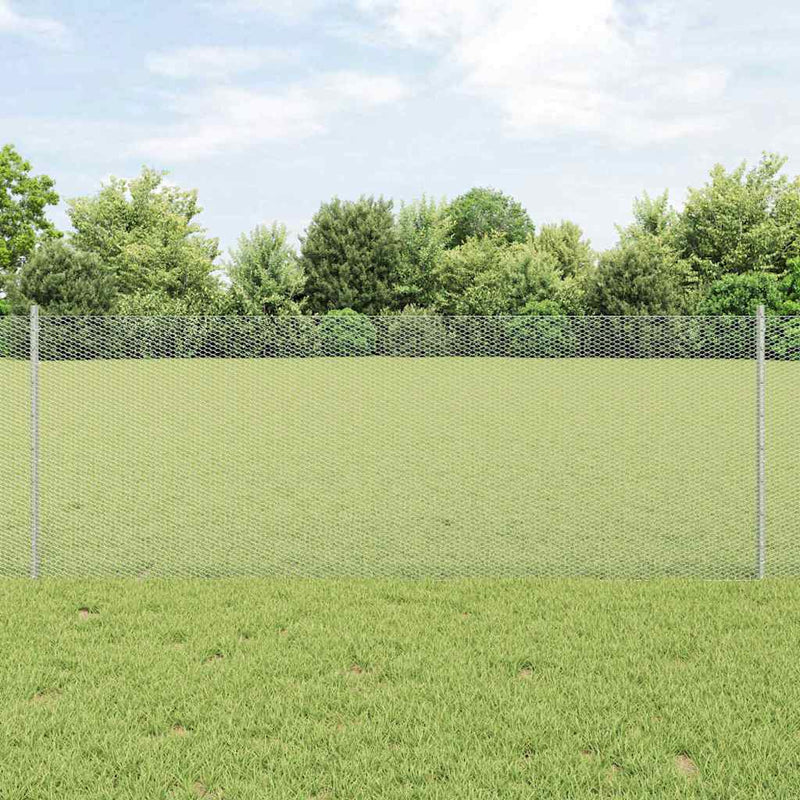 Gard hexagonal cu stâlp 10 x 0,8 m Oțel Galvanizat Argintiu