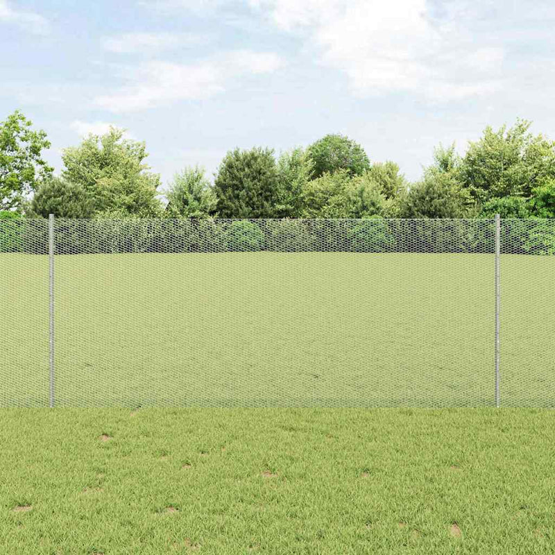Gard hexagonal cu stâlp 10 x 1 m Oțel Galvanizat Argintiu Plasă